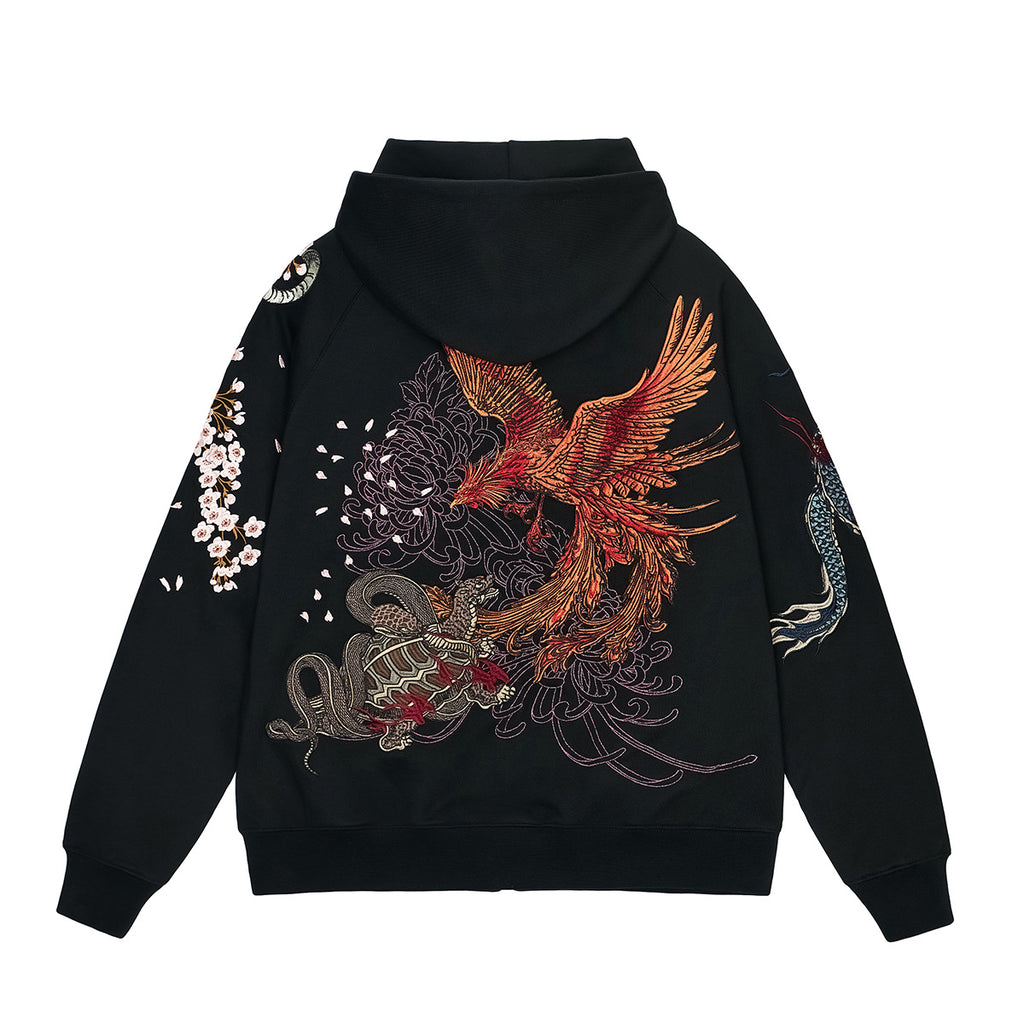 Mens Loose Fit Polyester Embroidered Chinese Style Jacket