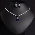 Small Square Bride Collarbone Chain Design Simple Zircon Pendant Earrings